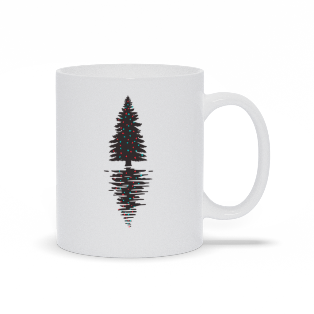 Holiday Coffee Mug - Decorated Christmas Tree with reflection coffee mug