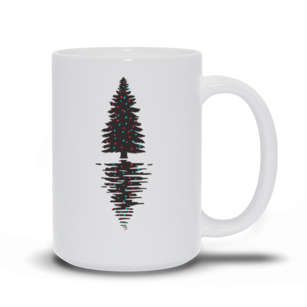Holiday Coffee Mug - Decorated Christmas Tree with reflection coffee mug