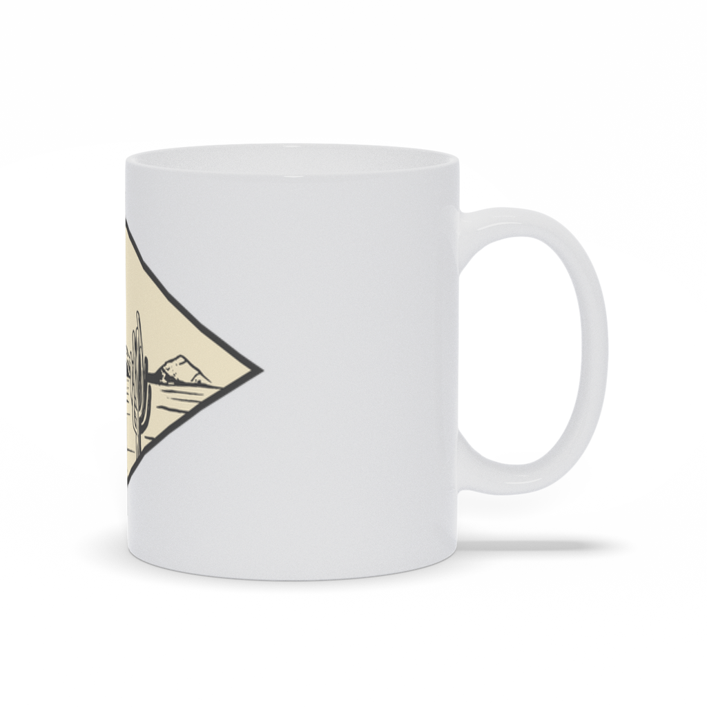 Mountain Coffee Mug - Desert Sun Setting Mountain and Catcus Coffee Mug
