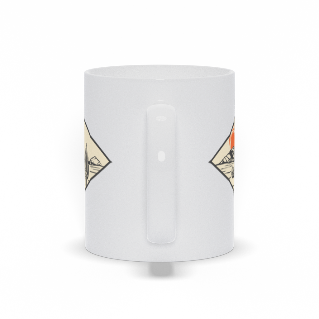 Mountain Coffee Mug - Desert Sun Setting behind Mountain and Catcus Coffee Mug