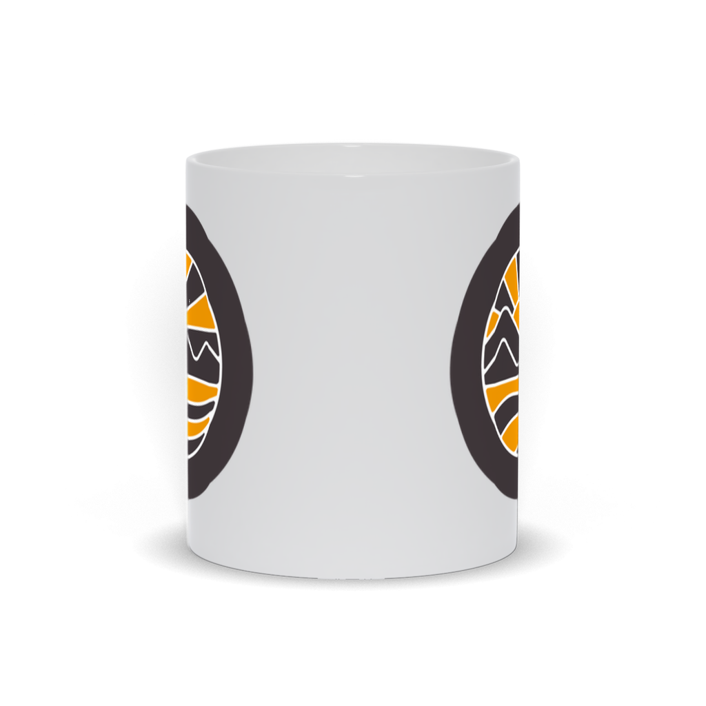 Mountain Coffee Mug - Abstract Drawing of Sun Rising Over Mountains Coffee Mug