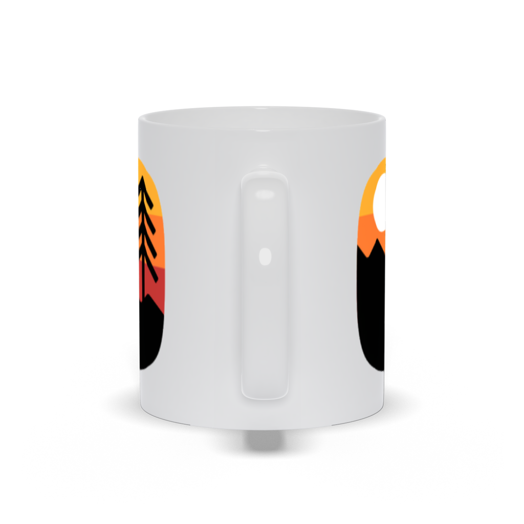 Mountain Coffee Mug - Cliffside Mountain Scene with Trees and Sunset Skylit Sky Coffee Mug