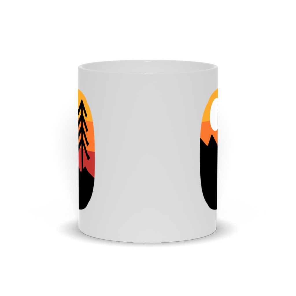 Mountain Coffee Mug - Cliffside Mountain Scene with Trees and Sunset Skylit Sky Coffee Mug