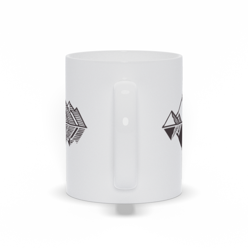 Mountain Coffee Mug - Line Drawing Mountain Landscape with Reflection Coffee Mug