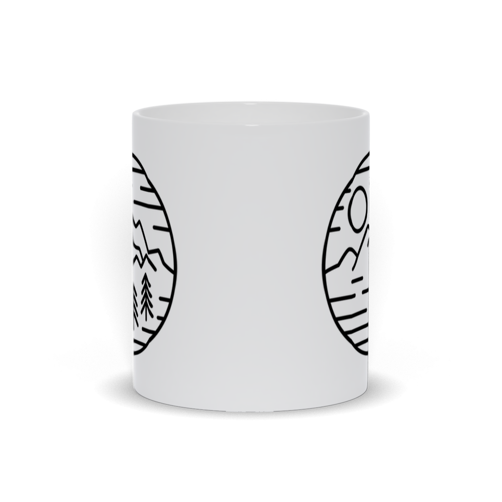 Mountain Coffee Mug - Line Art Drawing Mountain Landscape Scene Coffee Mug