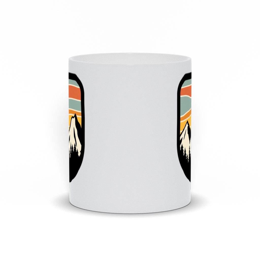 Mountain Coffee Mug - Pastel Drawing of Mountain Range and Forest with Pastel Sunset Coffee Mug