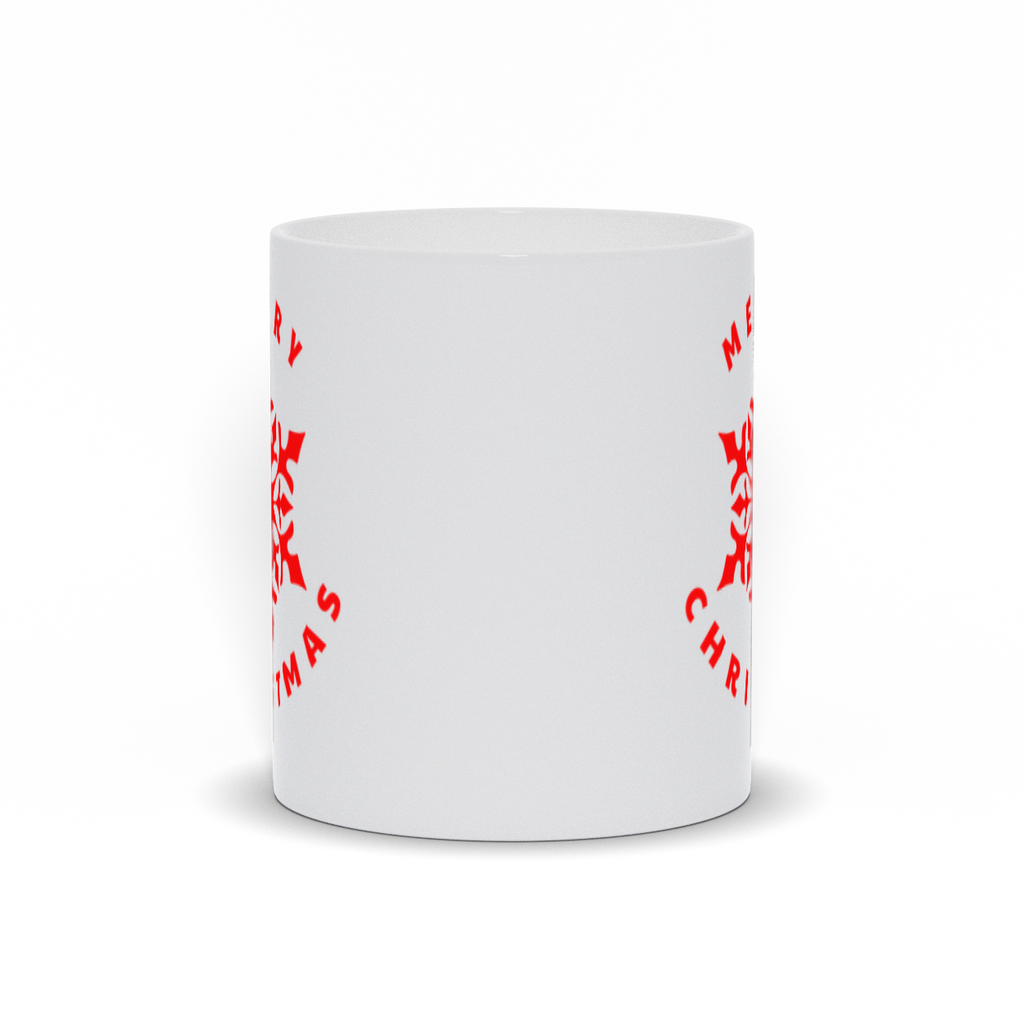Holiday Coffee Mug - Red Winter Snowlflake with Merry Christmas Coffee Mug