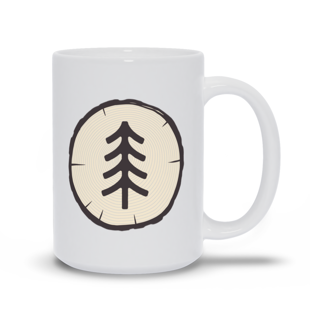 Tree Coffee Mug - Tree Stump with a Tree Painted On It Coffee Mug