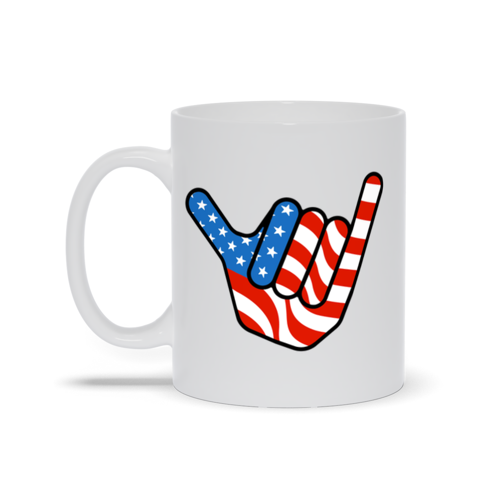 Political Coffee Mug - American Flag Hang Ten Coffee Mug