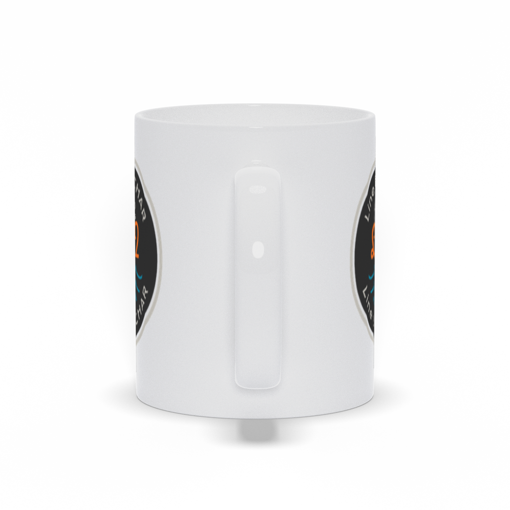 Personalized Coffee Mug with round logo with water.