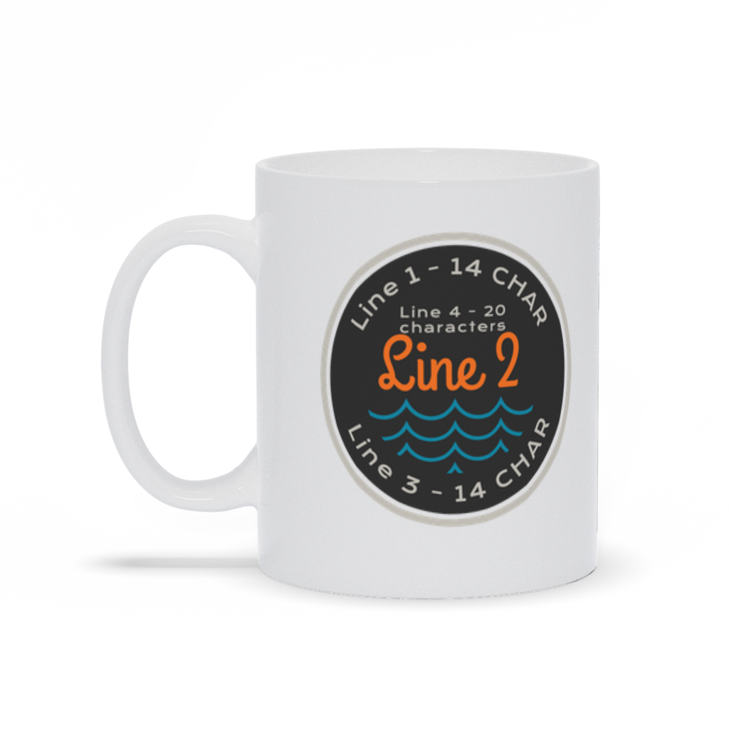 Personalized Coffee Mug with round logo with water.