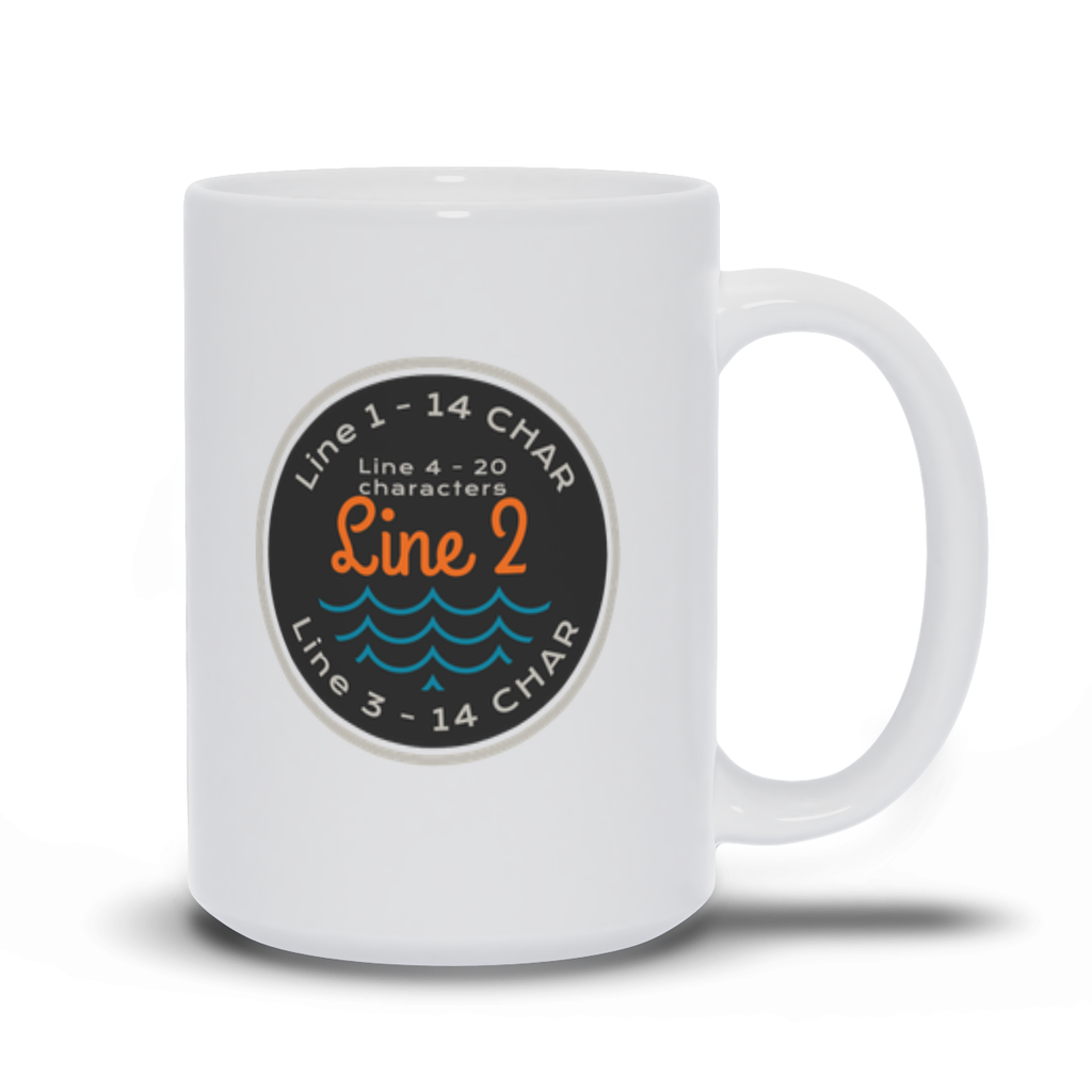 Personalized Coffee Mug with round logo with water.
