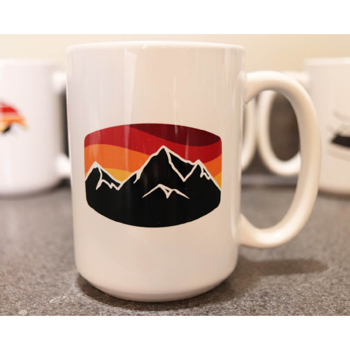 Mountain Coffee Mug - Black Mountain Landscape in front of Sunset Coffee Mug