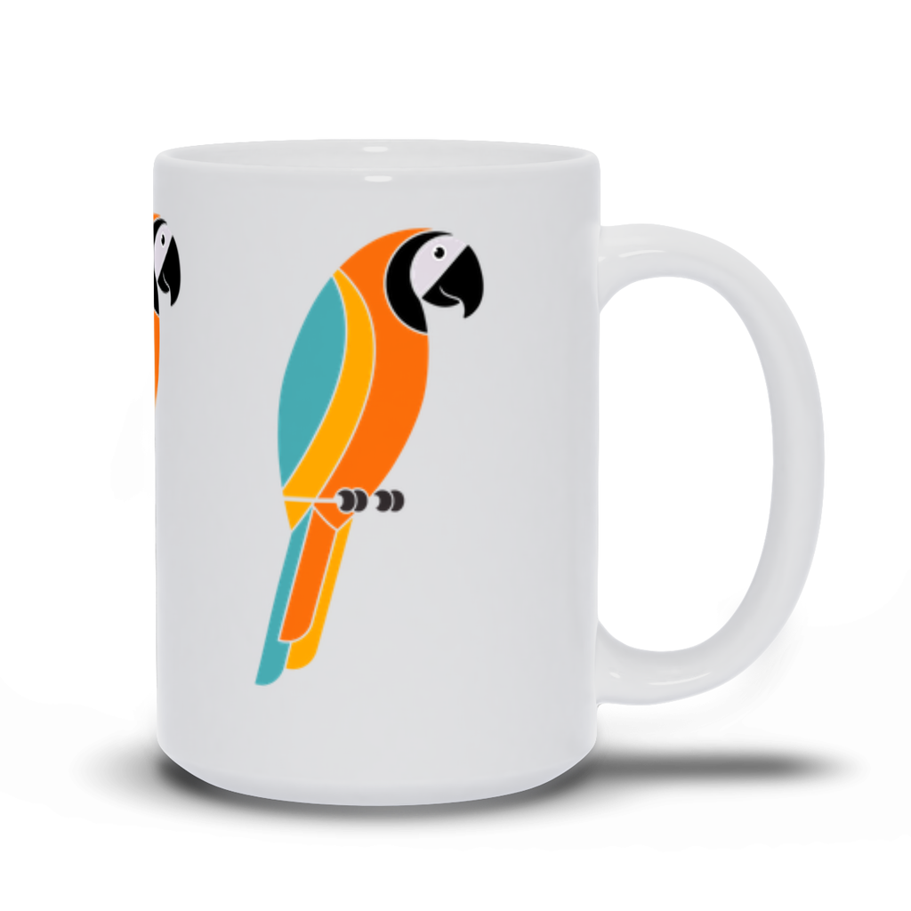 Animal Coffee Mug - Threee Parrots on a coffee mug