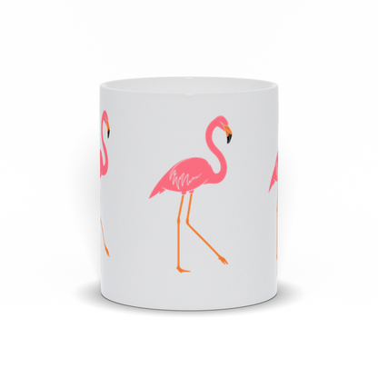 Animal Coffee Mug - Three Pink Flamingos On A Coffee Mug