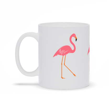 Animal Coffee Mug - Three Pink Flamingos On A Coffee Mug