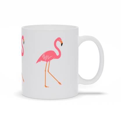 Animal Coffee Mug - Three Pink Flamingos On A Coffee Mug