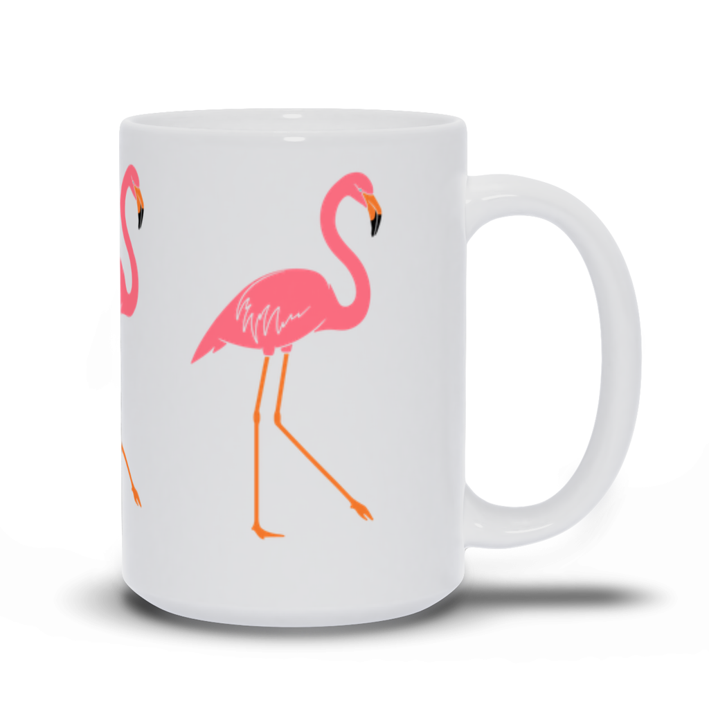 Animal Coffee Mug - Three Pink Flamingos On A Coffee Mug
