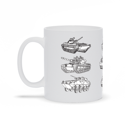 6 Military Tanks on a Coffee Mug