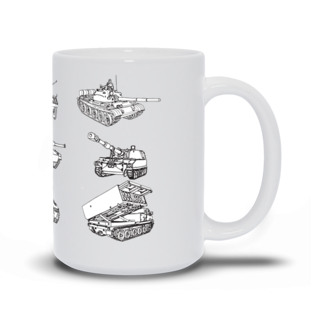 6 Military Tanks on a Coffee Mug