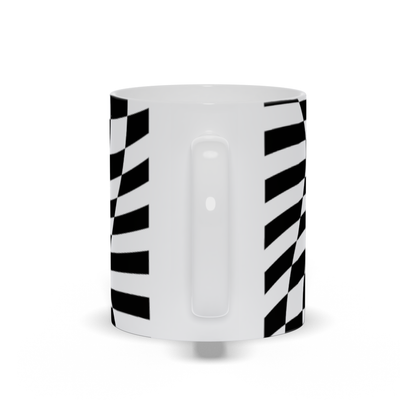 Checkered Coffee Mug - Black and White Stretched Checker Board Coffee Mug