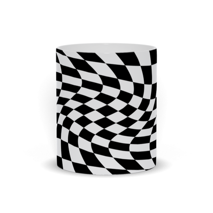 Checkered Coffee Mug - Black and White Stretched Checker Board Coffee Mug