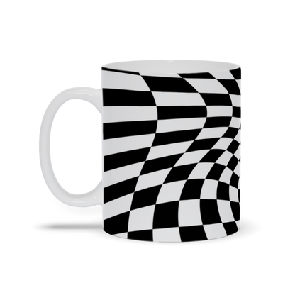 Checkered Coffee Mug - Black and White Stretched Checker Board Coffee Mug