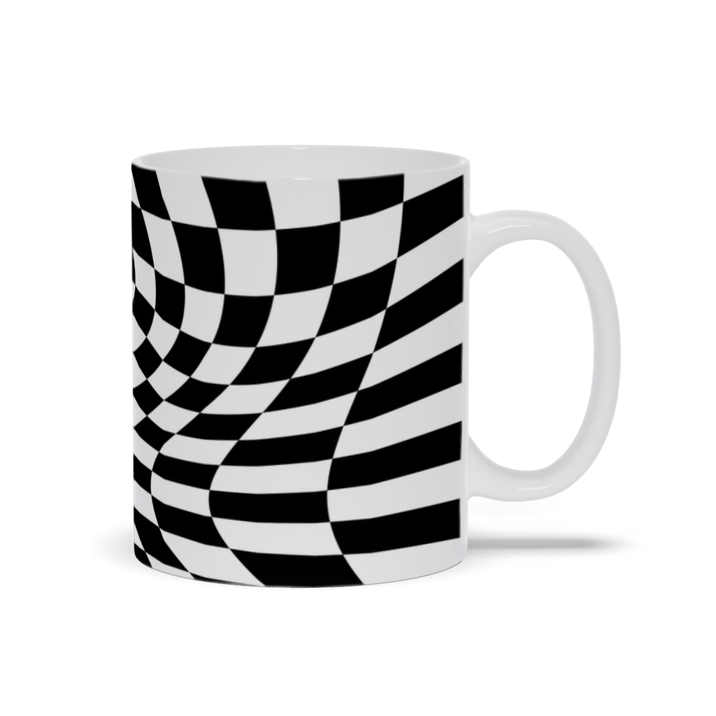 Checkered Coffee Mug - Black and White Stretched Checker Board Coffee Mug