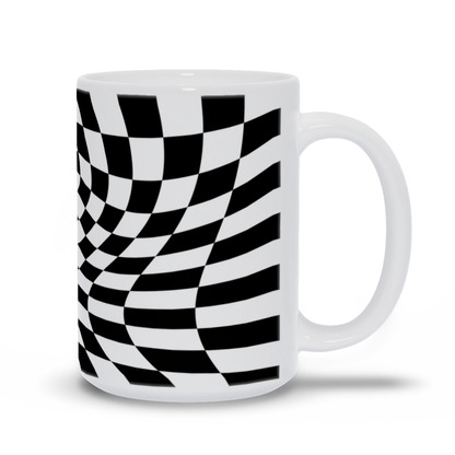 Checkered Coffee Mug - Black and White Stretched Checker Board Coffee Mug