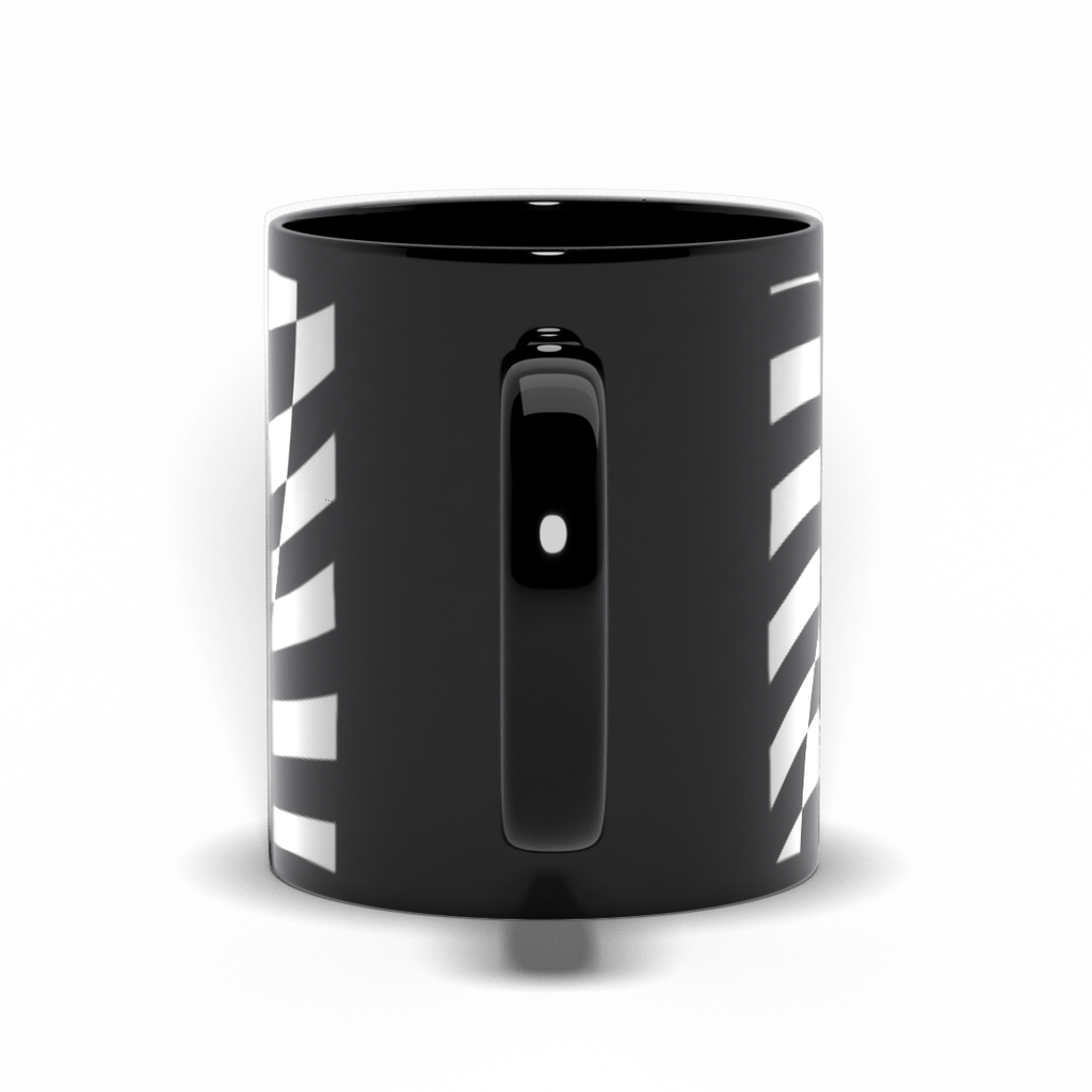 Black and White Checkered Black Coffee Mug