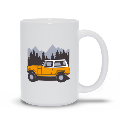 Truck Coffee Mug - Classic 4WD Truck on Camping Trip