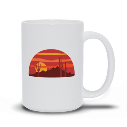 Mountain Coffee Mug - Desert Sun Setting Lanscape Scene Coffee Mug