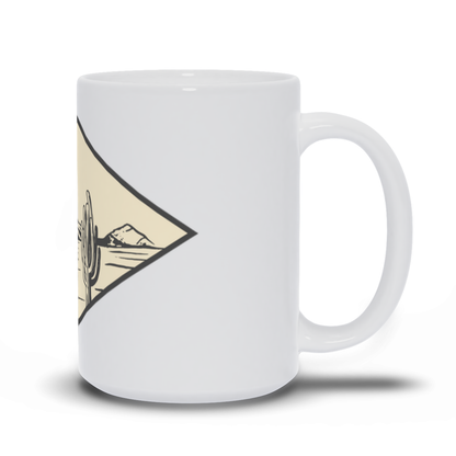 Mountain Coffee Mug - Desert Sun Setting Mountain and Catcus Coffee Mug