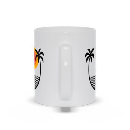 Palm Tree Coffee Mug - Two palm trees separated by water and the sun