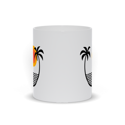 Palm Tree Coffee Mug - Two palm trees separated by water and the sun