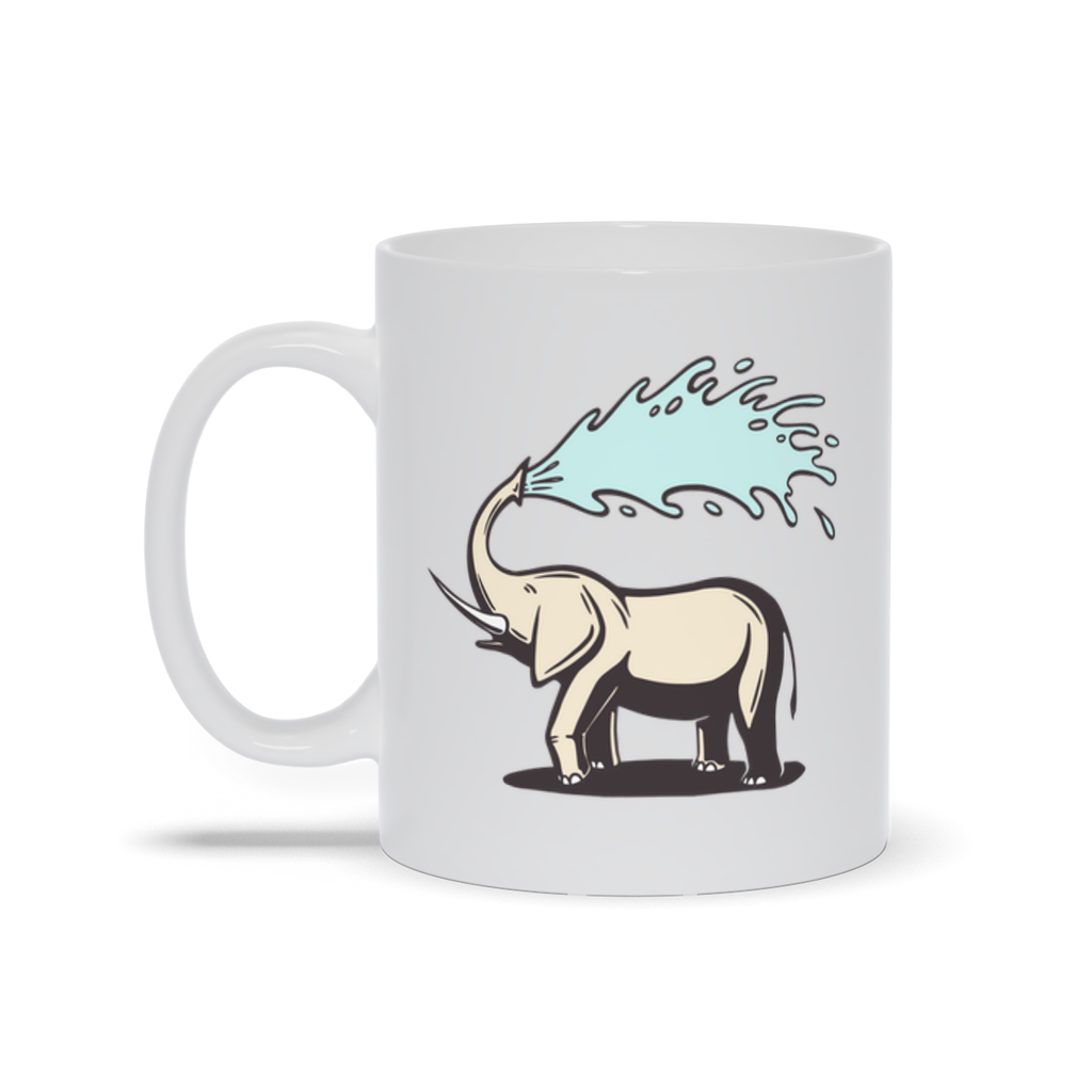 Animal Coffee Mug - Elephant Spraying Water Over Itself Coffee Mug