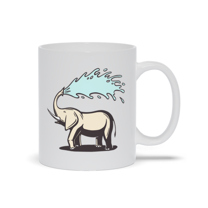 Animal Coffee Mug - Elephant Spraying Water Over Itself Coffee Mug