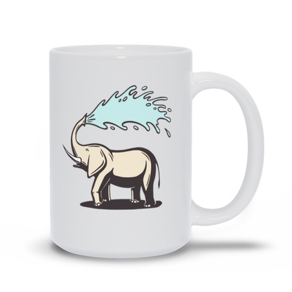 Animal Coffee Mug - Elephant Spraying Water Over Itself Coffee Mug