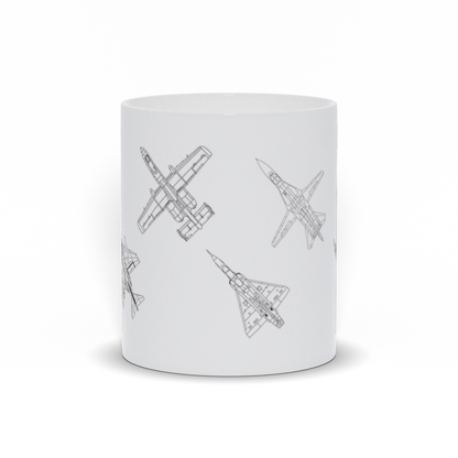 Military Coffee Mug - Multiple Fighter Jets on a Coffee Mugs