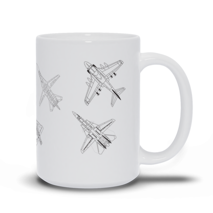 Military Coffee Mug - Multiple Fighter Jets on a Coffee Mugs