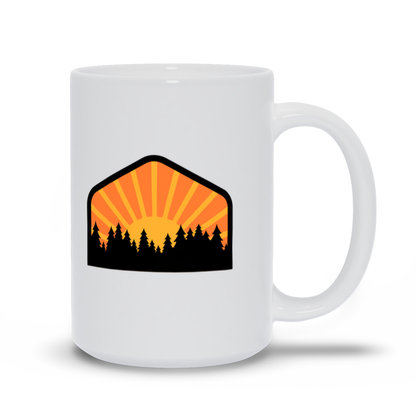 Outdoor Coffee Mug - Sun Rising Behind A Forest Coffee Mug