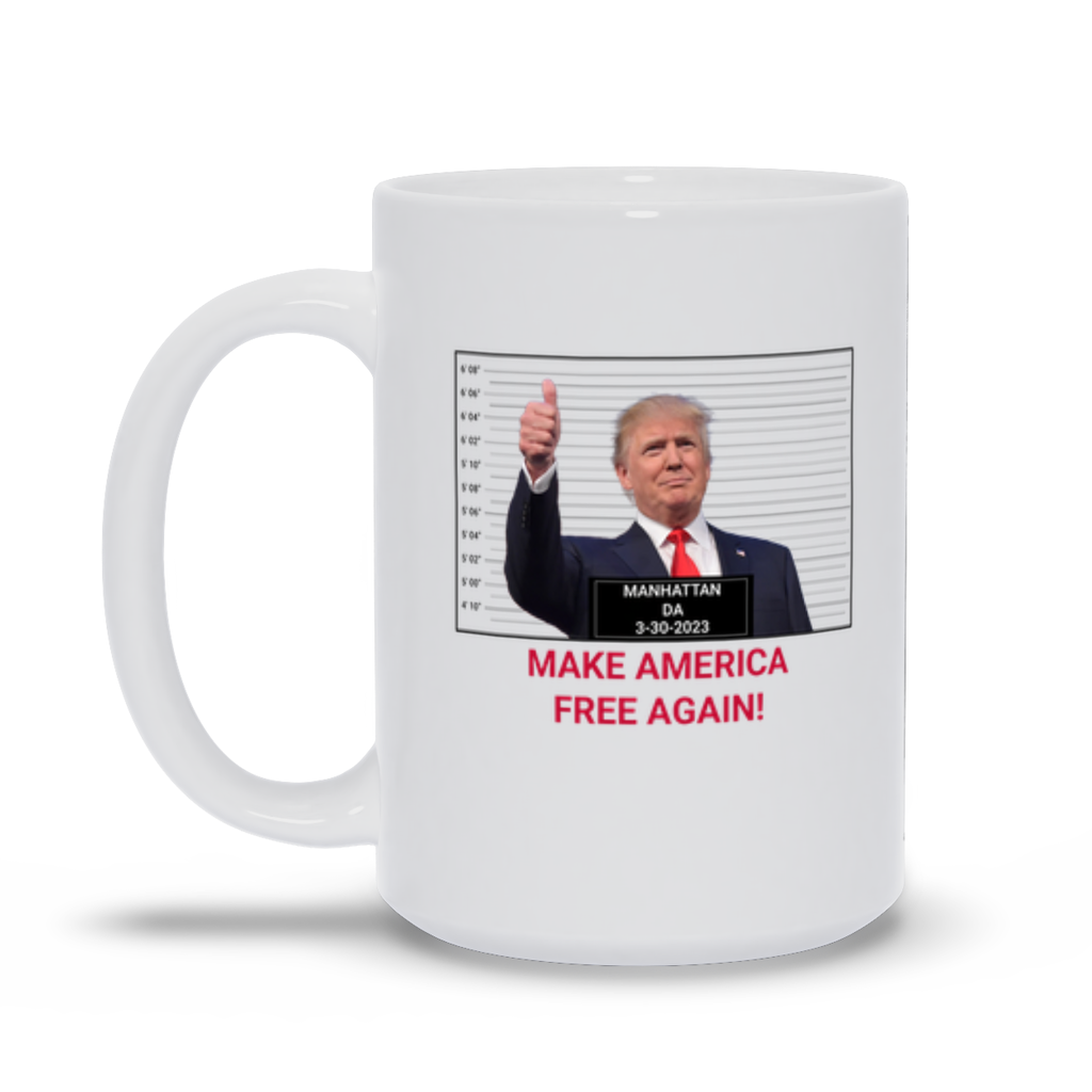 Trump Indictment Coffee Mug - Trump giving thumbs up despite being indicted