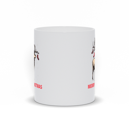 Holiday Coffee Mug - Merry Christmas Reindeer with Stocking Coffee Mug