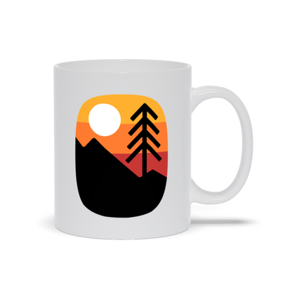 Mountain Coffee Mug - Cliffside Mountain Scene with Trees and Sunset Skylit Sky Coffee Mug