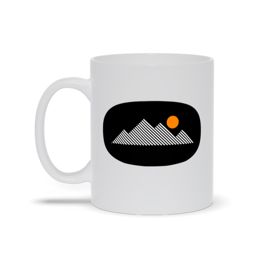 Mountain Coffee Mug - Line Art Mountain Landscape with rising sun coffee mug