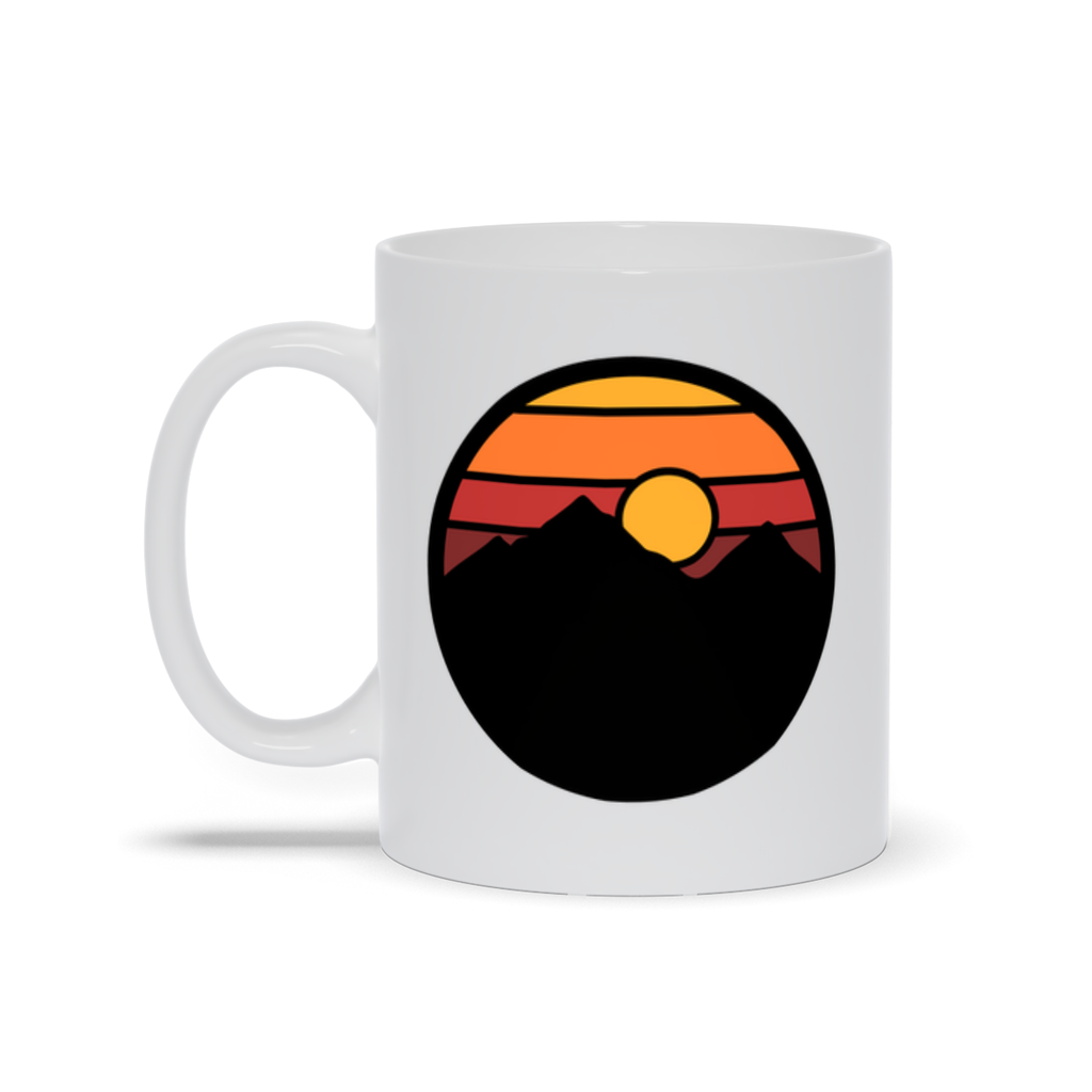 Mountain Coffee Mug - Dark Mountain Landscape with Sun Setting Coffee Mug