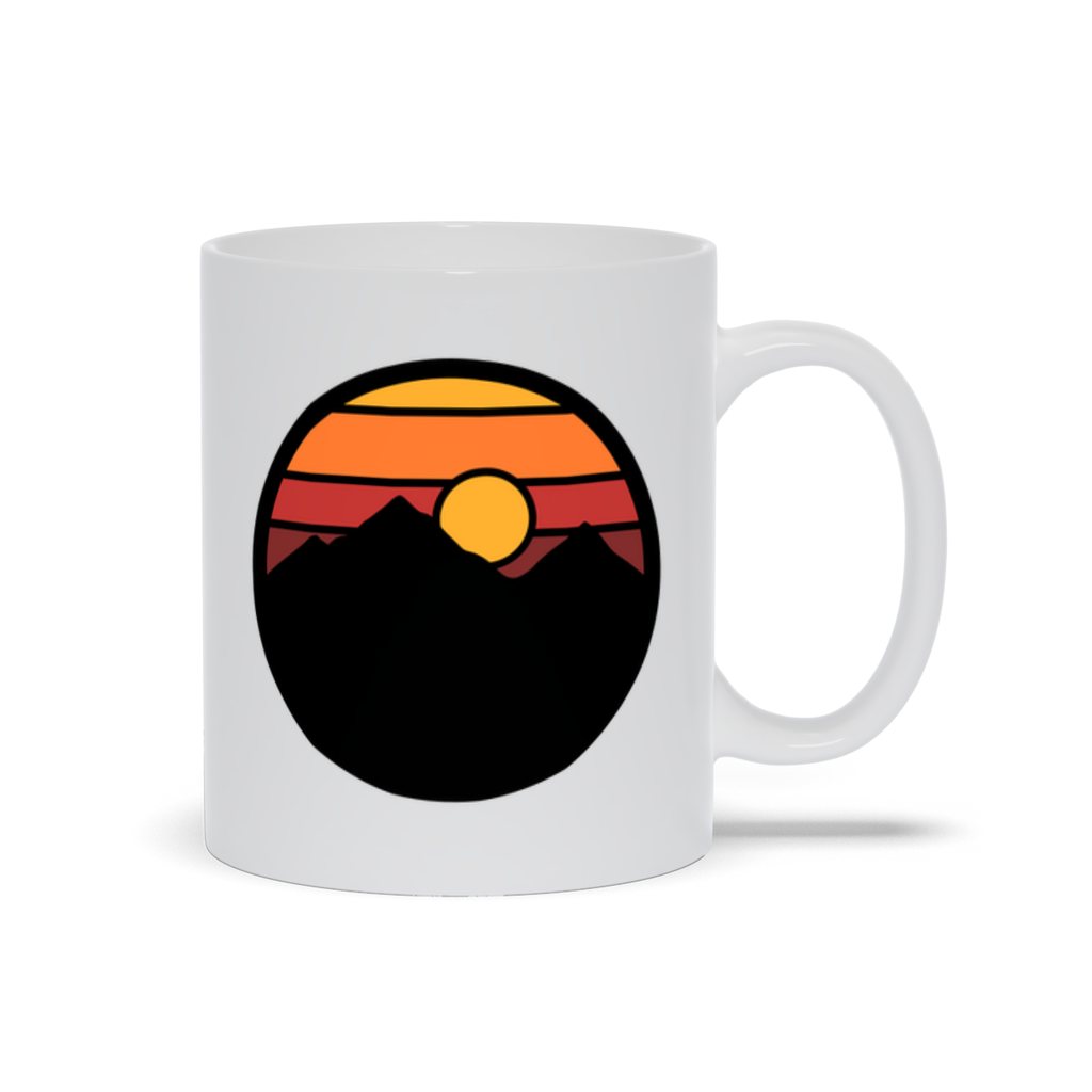 Mountain Coffee Mug - Dark Mountain Landscape with Sun Setting Coffee Mug