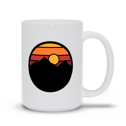 Mountain Coffee Mug - Dark Mountain Landscape with Sun Setting Coffee Mug