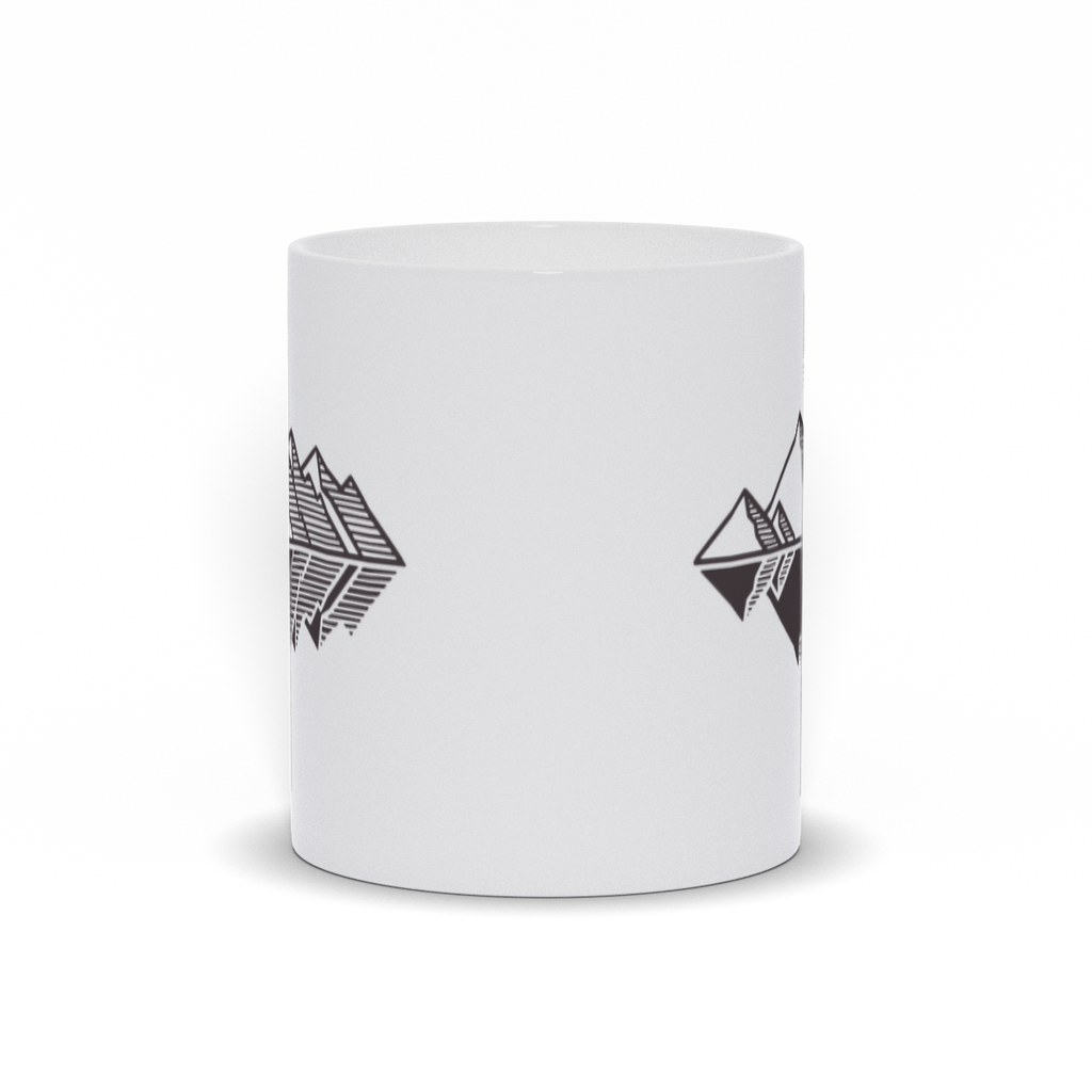Mountain Coffee Mug - Line Drawing Mountain Landscape with Reflection Coffee Mug