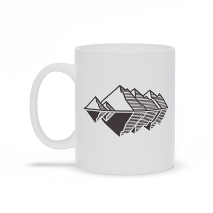 Mountain Coffee Mug - Line Drawing Mountain Landscape with Reflection Coffee Mug